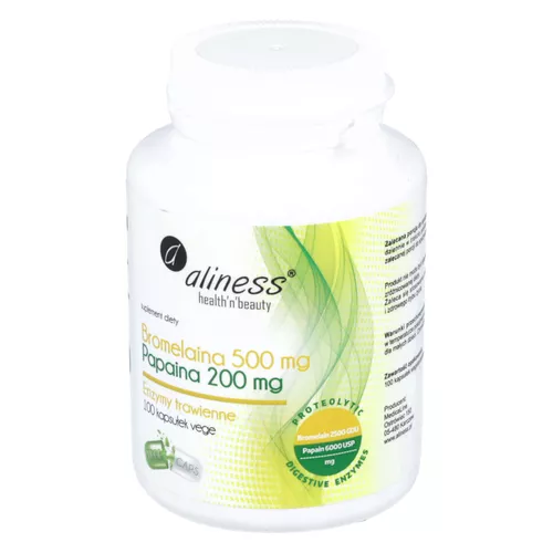 Aliness - Bromelaina 500 mg, Papaina 200 mg, 100 kapsułek