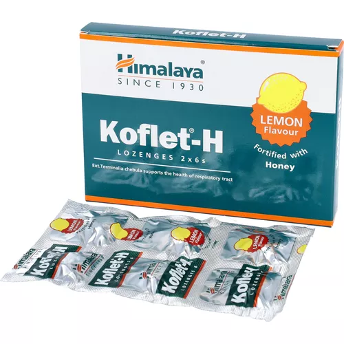 Himalaya Koflet-H, smak cytrynowy, 12 pastylek do ssania
