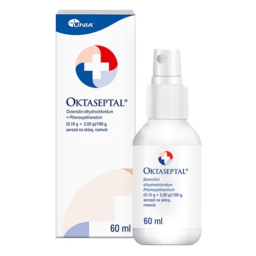 Oktaseptal (0,1 g + 2 g)/100 g, aerozol na skórę, 60 ml
