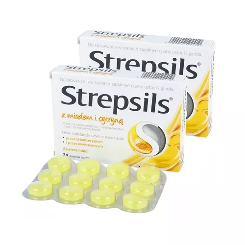 ZESTAW: 2 x Strepsils z miodem i cytryną 1,2 mg + 0,6 mg, 24 pastylki