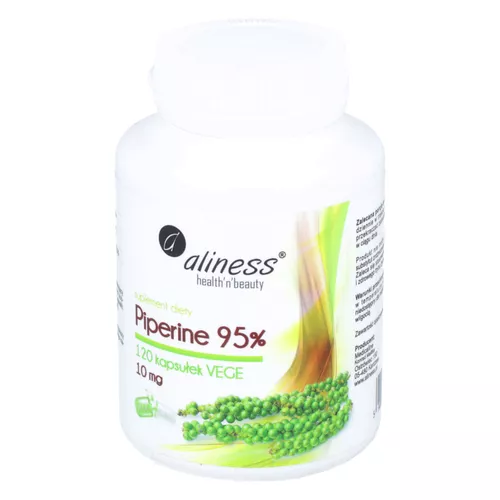 Aliness -  Piperine 95% 10 mg - ekstrakt z owoców czarnego pieprzu, 120 kapsułek