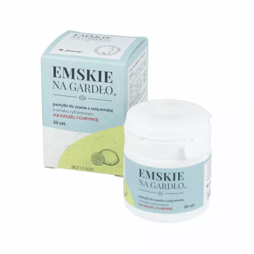 Emskie na gardło - pastylki do ssania, smak cytrynowy, 30 sztuk