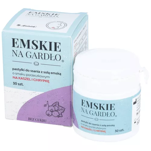 Emskie na gardło - pastylki do ssania, smak porzeczkowy, 30 sztuk