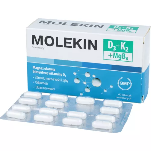 Molekin D3 + K2 + MgB6, 60 tabletek powlekanych