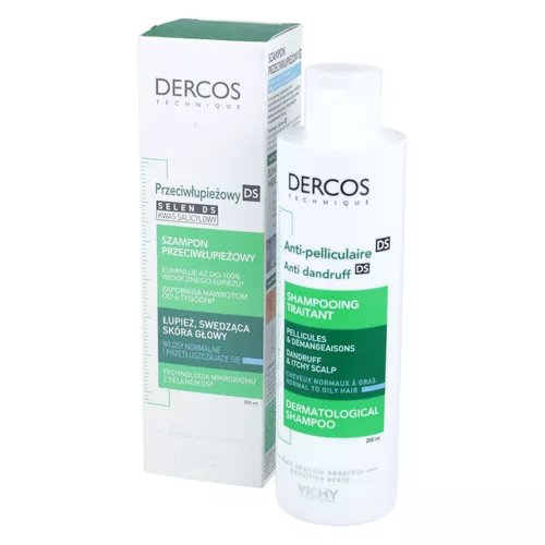 Vichy - Dercos Anti-Pelliculaire, szampon przeciwłupieżowy, włosy normalne i przetłuszczające się, 200 ml