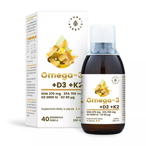 Aura Herbals Omega-3 + D3 + K2, 200 ml
