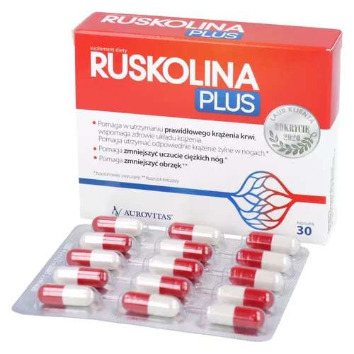 Ruskolina Plus - wsparcie pracy naczyń krwionośnych, 30 kapsułek