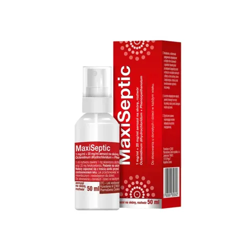 Maxiseptic (1 mg + 20 mg)/ml, aerozol na skórę, 50 ml