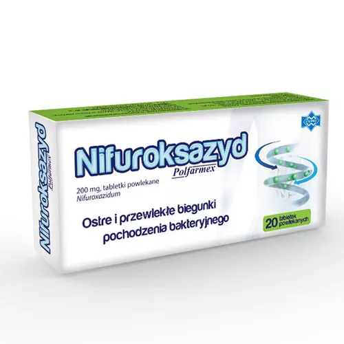 Nifuroksazyd Polfarmex 200 mg, 20 tabletek powlekanych