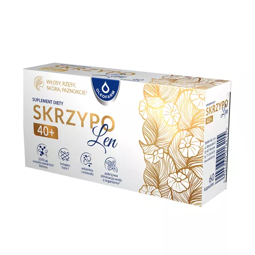 Oleofarm - Skrzypolen z biotyną MAX 40+, na włosy, rzęsy, skórę i paznokcie, 60 kapsułek