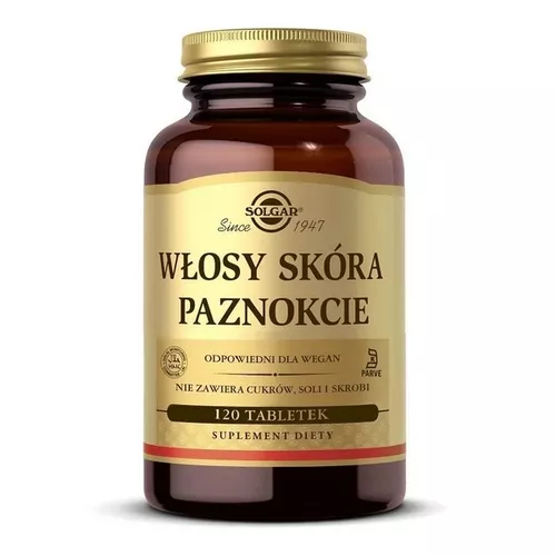 Solgar Włosy, Skóra, Paznokcie, 120 tabletek