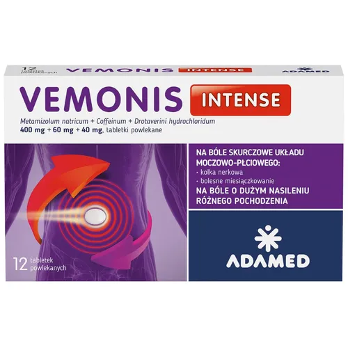 Vemonis Intense 400 mg + 60 mg + 40 mg, 12 tabletek powlekanych