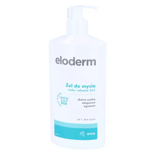 ELODERM - żel do mycia ciała i włosów 2w1, skóra sucha, atopowa, egzema, 400 ml