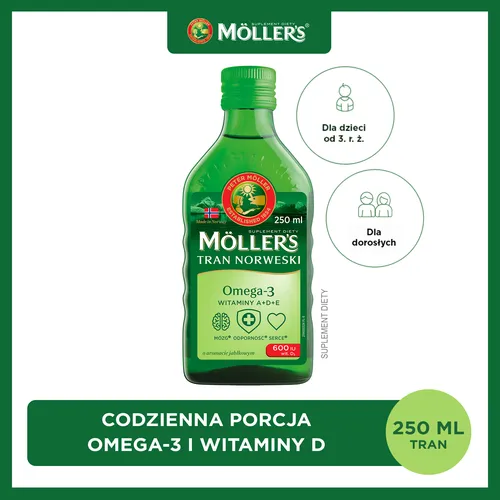 Mollers Tran Norweski, aromat jabłkowy, 250 ml