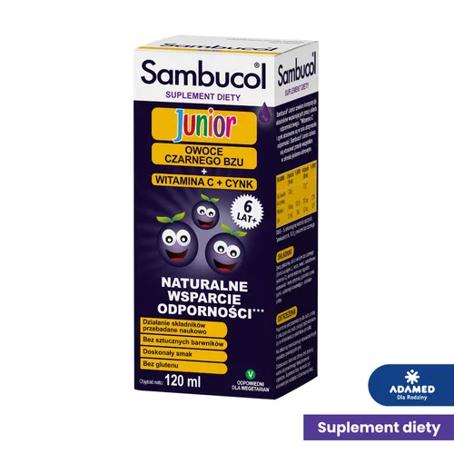 Sambucol Junior, syrop dla dzieci powyżej 6. roku życia, 120 ml
