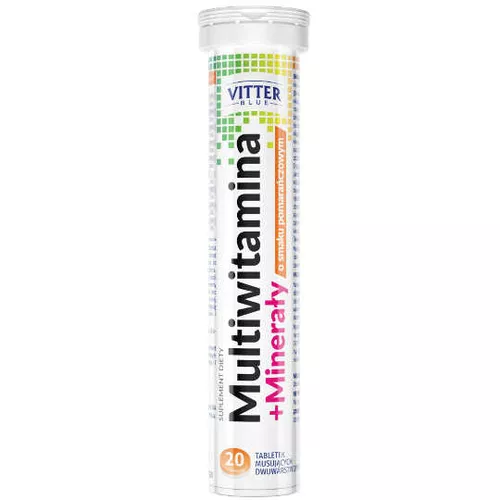 Vitter Blue Multiwitamina + Minerały, smak pomarańczowy, 20 tabletek musujących