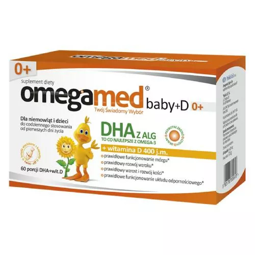 omegamed baby+D 0+ - dla dzieci i niemowląt, kapsułki twist-off, 60 sztuk