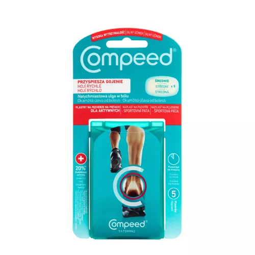 COMPEED - Plastry na pęcherze na piętach, dla aktywnych, 5 sztuk