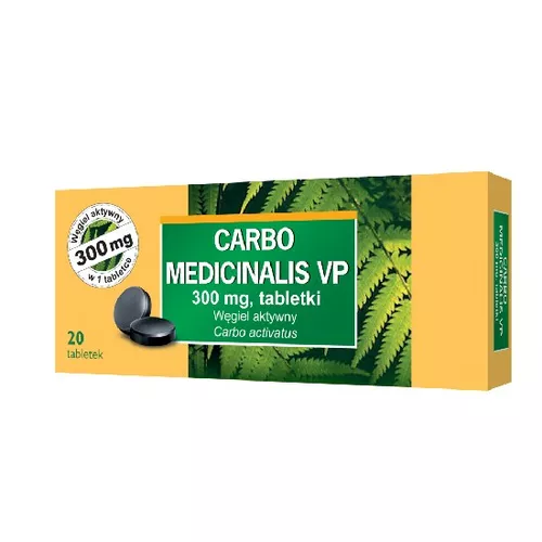 Carbo medicinalis VP 300 mg, 20 tabletek