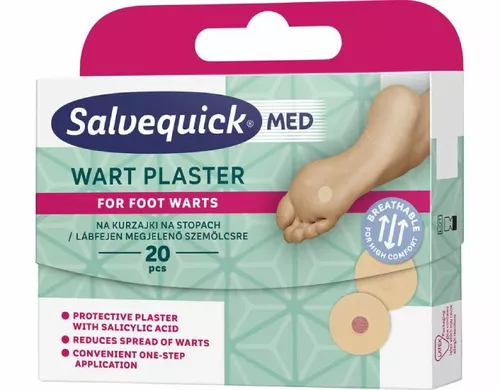 Salvequick Med - Plastry Ward na kurzajki na stopach, 20 sztuk