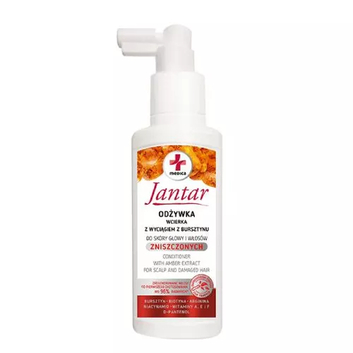 Jantar Medica - odżywka, wcierka z wyciągiem z bursztynu do skóry głowy i włosów zniszczonych, 100 ml