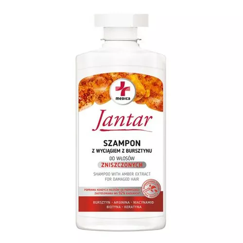 Jantar Medica - szampon z wyciągiem z bursztynu do włosów zniszczonych, 330 ml