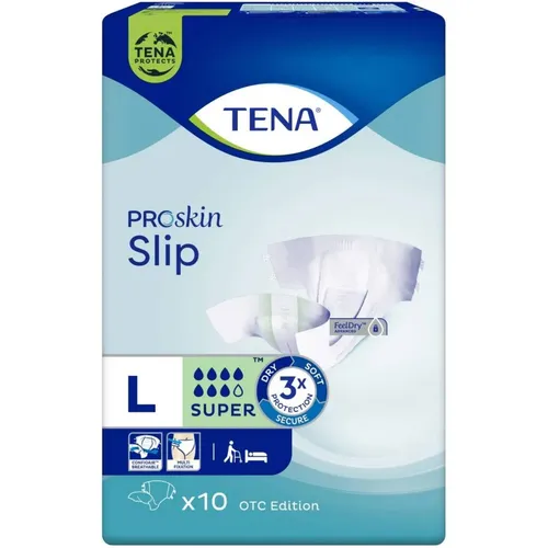 TENA Slip ProSkin Super - pieluchomajtki, rozmiar L, 10 sztuk