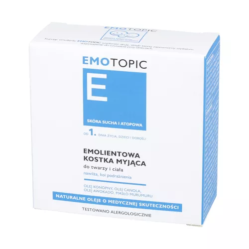 EMOTOPIC - emolientowa kostka myjąca do twarzy i ciała do codziennego stosowania, 100 g