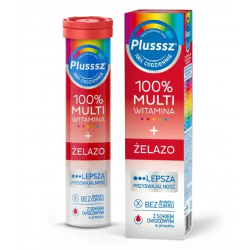 Plusssz 100% Multiwitamina + Żelazo, 20 tabletek musujących