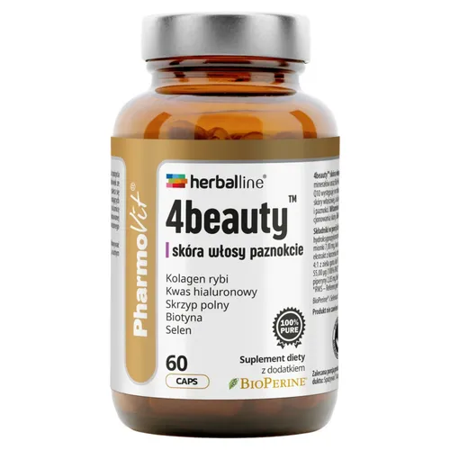 PharmoVit Herballine 4Beauty Skóra, włosy i paznokcie, 60 kapsułek roślinnych