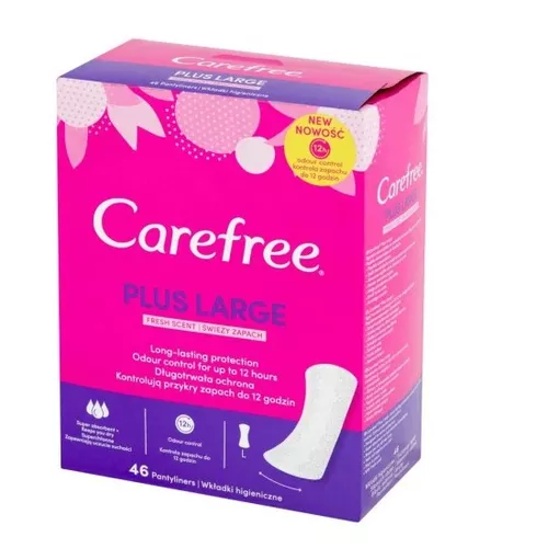 CAREFREE Plus Large - wkładki higieniczne, 46 sztuk