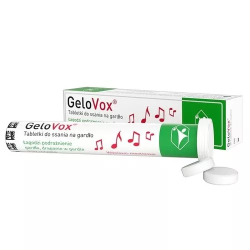 GeloVox - tabletki do ssania na gardło, wiśnia-mentol, 20 tabletek