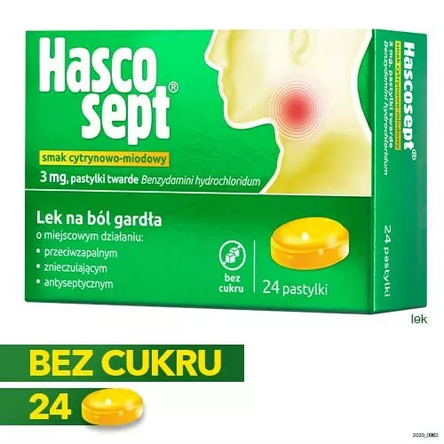 Hascosept 3 mg, smak cytrynowo-miodowy, 24 pastylki twarde