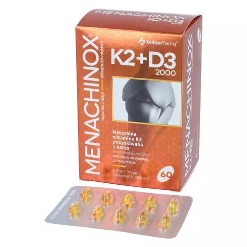 Menachinox K2 + D3 2000, 60 kapsułek miękkich