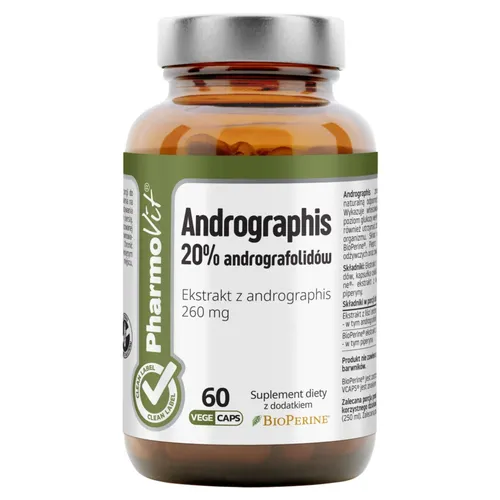 PharmoVit Andrographis, 20% andrografolidów, 60 kapsułek vege