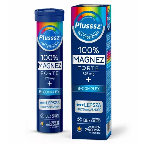 Plusssz 100% Magnez Forte + B-Complex, 20 tabletek musujących