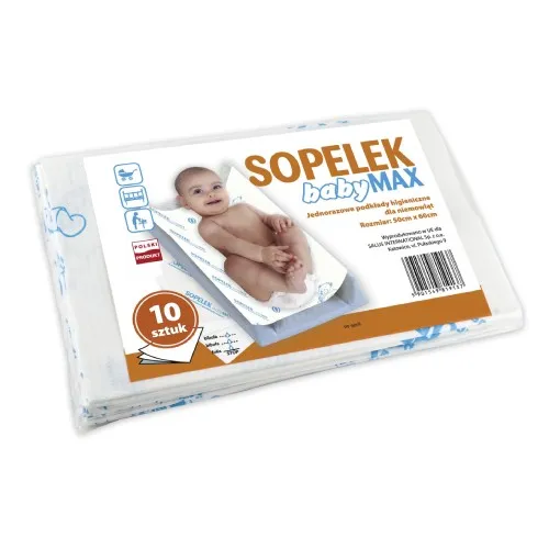 SOPELEK BABYMAX - podkłady higieniczne jednorazowe, dla niemowląt, 10 sztuk