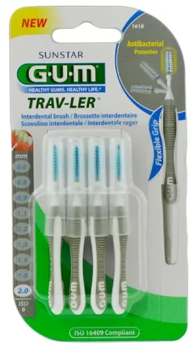 Sunstar GUM Trav-Ler - szczoteczki międzyzębowe, 2.00 mm, 4 sztuki