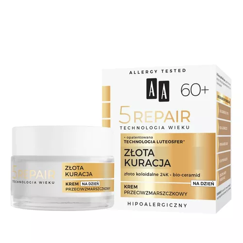 AA Technologia Wieku 5Repair - 60+ Złota kuracja dzienny krem przeciwzmarszczkowy, 50 ml