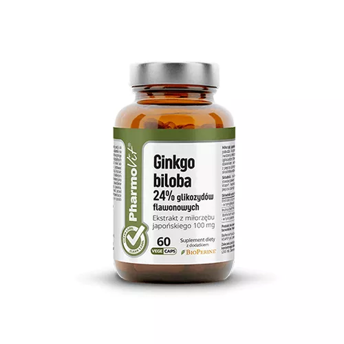 PharmoVit Gingko Biloba, 24% glikozydów flawonowych, 60 kapsułek vege