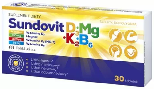 Sundovit D3+Mg+K2+B6, 30 tabletek