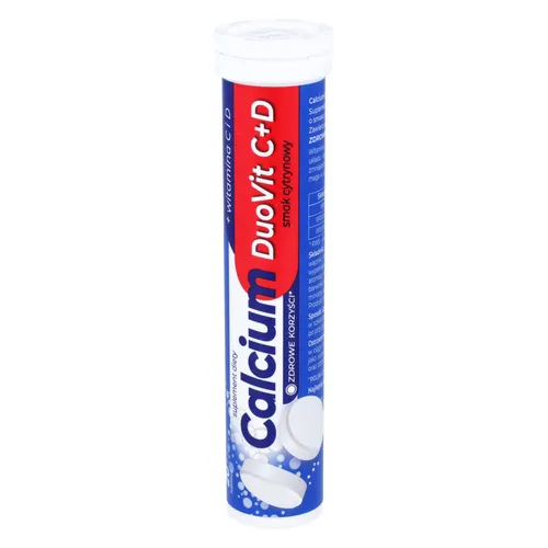 Zdrowe Korzyści Calcium DuoVit C + D, smak cytrynowy, 20 tabletek musujących