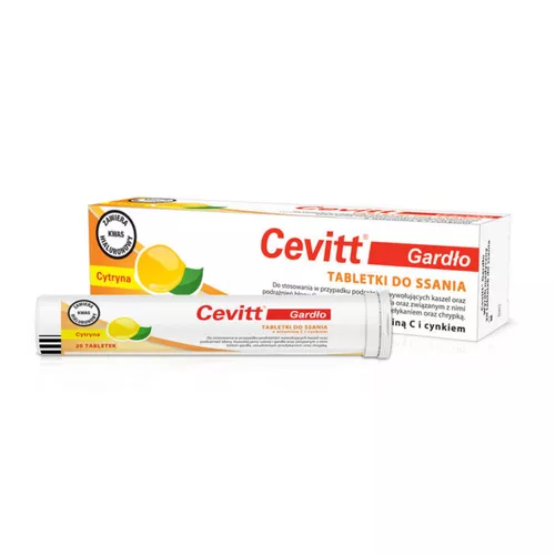 Cevitt Gardło, smak cytrynowy, 20 tabletek do ssania