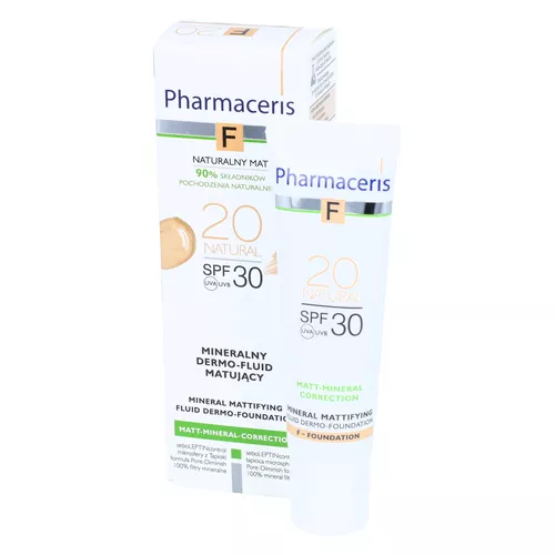 Pharmaceris F - mineralny dermo-fluid matujący SPF 30, 20 NATURAL, 30 ml