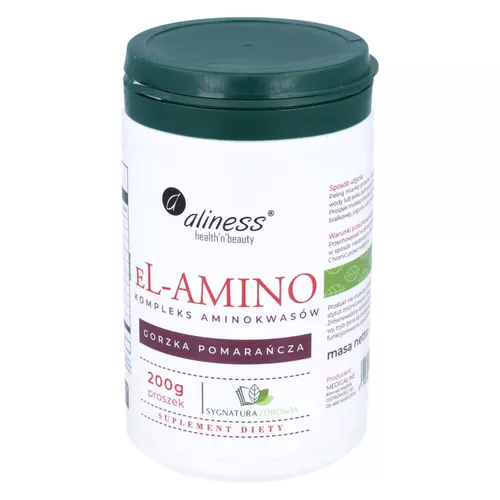 Aliness El-Amino, smak gorzka pomarańcza, proszek, 200 g