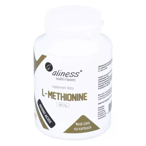 Aliness - L-Methionine 500 mg, wzmocnienie chrząstki stawowej, 100 kapsułek