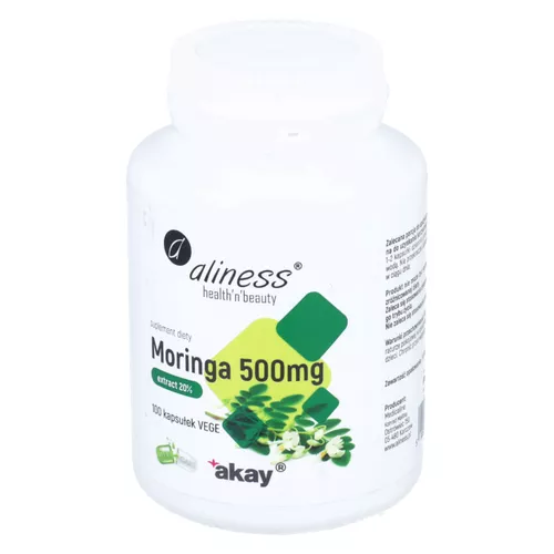 Aliness Moringa Ekstrakt 20%, 500 mg, 100 kapsułek