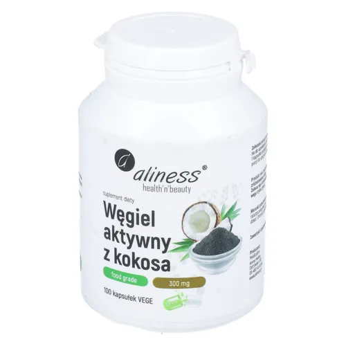 Aliness Węgiel aktywny z kokosa, 100 kapsułek