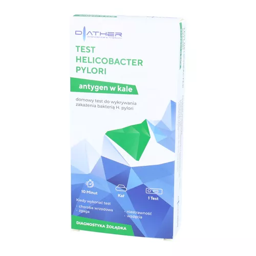 DIATHER - domowy test Helicobakter pylori, test do wykrywania bakterii H. pylori w kale, 1 sztuka