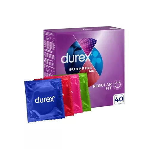 Durex Surprise Me Mix - zestaw prezerwatyw, 40 sztuk